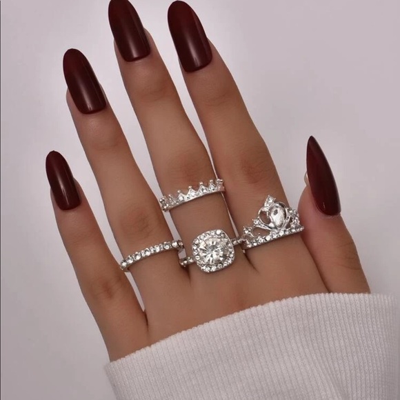 Royal Princess Crown Bling silver ring set - Picture 2 of 10